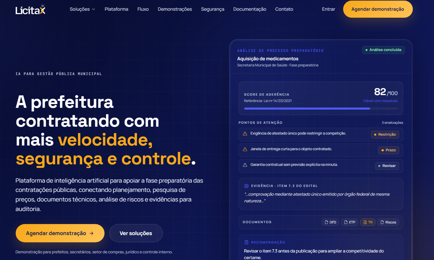 IA que protege prefeituras com segurança jurídica.